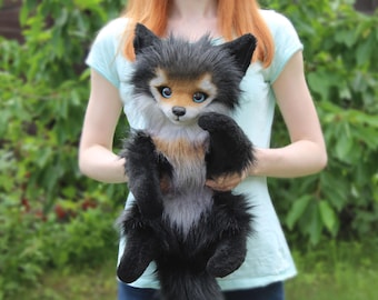 Pre-order Wolf realistic animal plush puppy poseable doll