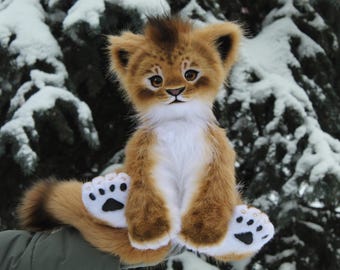 IN STOCK Lion cub poseable realistic plush art doll