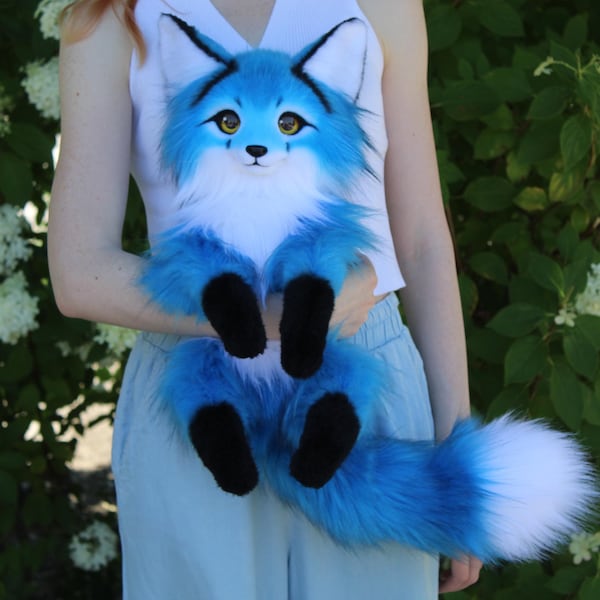 Pre-order Blue fox poseable art doll plush animal