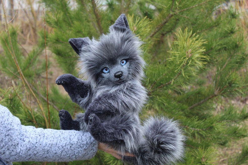 Pre-order realistische pluche puppy van grijze wolf, beweegbare pop afbeelding 5