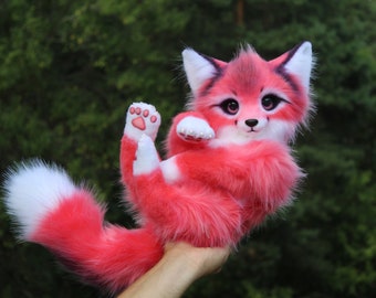 Pre-order Pink Fox Plush Poseable Art Doll