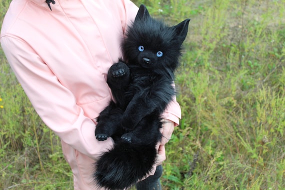 在庫あり ブラックウルフのリアルな動物ぬいぐるみ子犬のポーズ