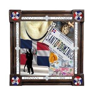 Dominican Republic Collage Domino Table by Domino Tables by Art