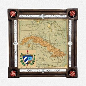 Table Domino avec carte et armoiries de Cuba par Domino Tables by Art