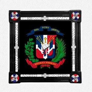 Dominican Coat of Arms Black Domino Table by Domino Tables by Art