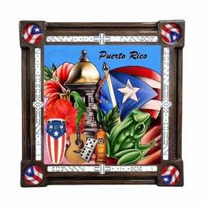 Puerto Rican Collage Colorful by Domino Table by Domino Tables by Art