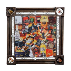 MADE IN USA Liquor Collage Domino Table by Domino Tables by Art