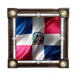 Dominican Flag Wavy Flag 3D Domino Table by Domino Tables by Art