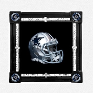 Cowboys Football Helmet Black Domino Table by Domino Tables by Art