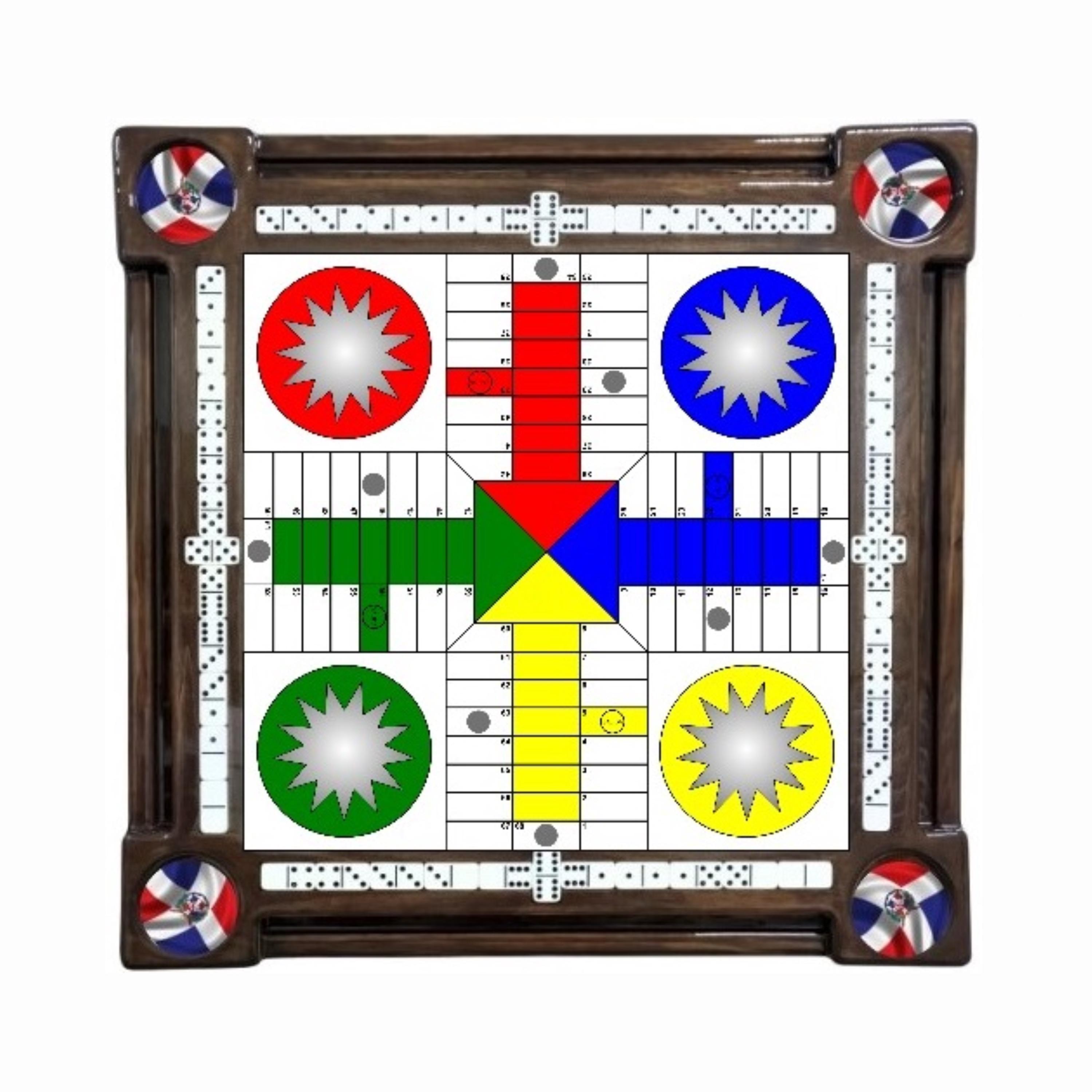 Parcheesi with Dominican Flag Cupholder Domino Table by Domino Tables by Art