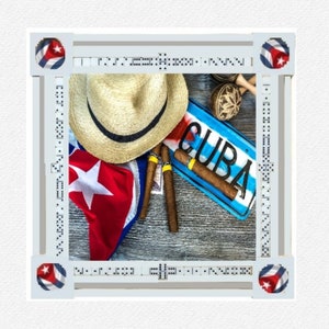 MADE IN USA Cubaanse collage witte frame Domino Table by Domino Tables by Art