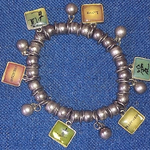 Friendship Love Happiness Charm Bracelet: Silver Balls, Far East Charms