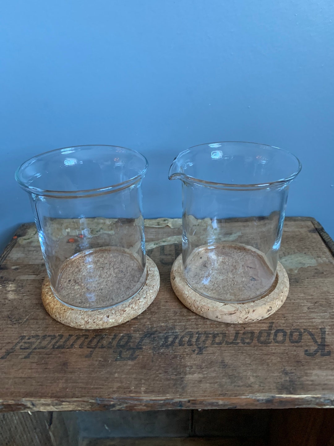 Bodum Sugar and Creamer Set With Cork Coasters 1980s Etsy