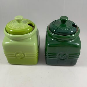 Set of Two Le Creuset Sauce Jars Salt Jar Spice Jar Jam Jar