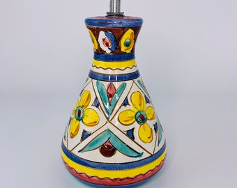 Vintage ceramic hand painted lamp base - mid century ceramics