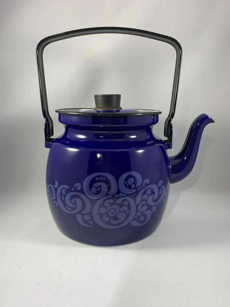 Rare Vintage Finel blue ORIENT kettle 1,5 L Kaj Franck design by Raija Uosikkinen