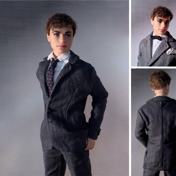 Patrón PDF / Patrón de costura de chaqueta de traje para muñecas de moda de 12" / Patrones de ropa masculina Tiny Apparel para muñecas 0012