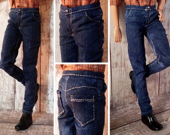 PDF Pattern | Slim Fit Jeans Pattern for 12" Fashion Dolls | Tiny Apparel Menswear Patterns for Dolls 0005