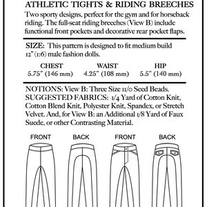 PDF Pattern | Athletic Tights & Riding Breeches Sewing Pattern for 12 ...