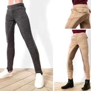 May include: Two pairs of pants, one gray and one beige. The gray pants are a slim fit and the beige pants have a patch on the back of each knee.