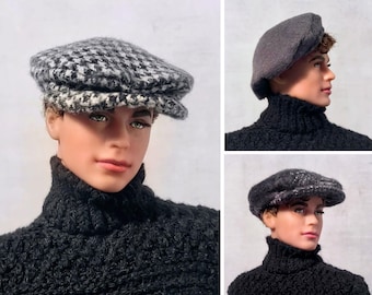 PDF Pattern | Beret & Flat Cap Sewing Pattern for 12" Fashion dolls | Tiny Apparel Menswear Patterns for Dolls 0028