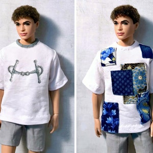 PDF Pattern | Oversized T-Shirt Sewing Pattern for 12&quot; Fashion dolls | Tiny Apparel Menswear Patterns for Dolls 0021