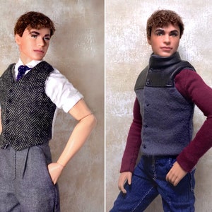 PDF Pattern | Waistcoat and Vest Sewing Pattern for 12&quot; Fashion dolls | Tiny Apparel Menswear Patterns for Dolls 0029