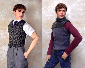 PDF Pattern | Waistcoat and Vest Sewing Pattern for 12" Fashion dolls | Tiny Apparel Menswear Patterns for Dolls 0029