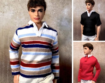 PDF Pattern | Polo Shirt and Rugby Shirt Sewing Pattern for 12" Fashion dolls | Tiny Apparel Menswear Patterns for Dolls 0016