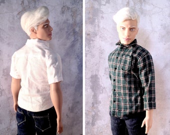 PDF Pattern | Broad Button-Up Shirt Sewing Pattern for Broad Size 12"  Fashion dolls | Tiny Apparel Menswear Patterns for Dolls 0009