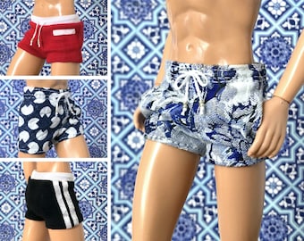 PDF Pattern | Retro Style Swim Trunks Sewing Pattern for 12" Fashion dolls | Tiny Apparel Menswear Patterns for Dolls 0020