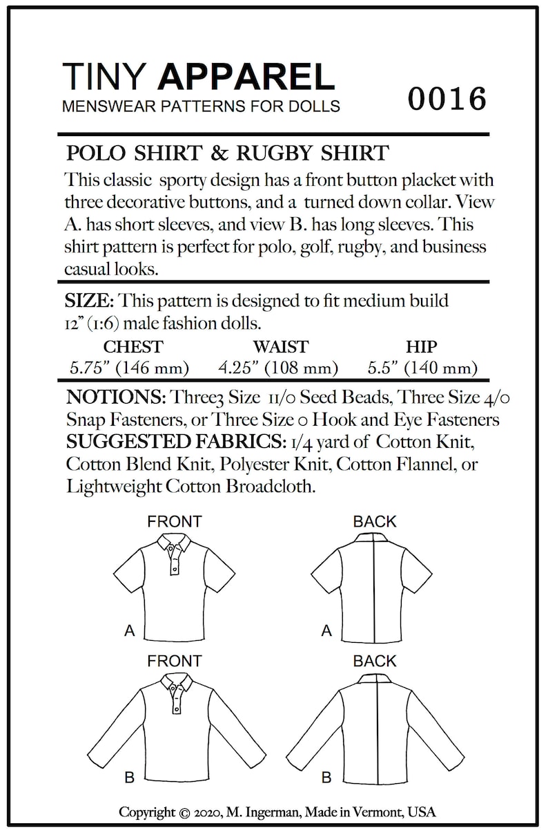PDF Pattern Polo Shirt and Rugby Shirt Sewing Pattern for Etsy