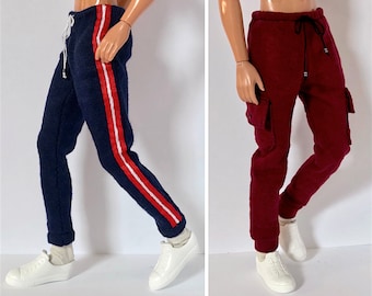 PDF Pattern | Jogger Sweat Pants Sewing Pattern for 12" Fashion Dolls | Tiny Apparel Menswear Patterns for Dolls 0014
