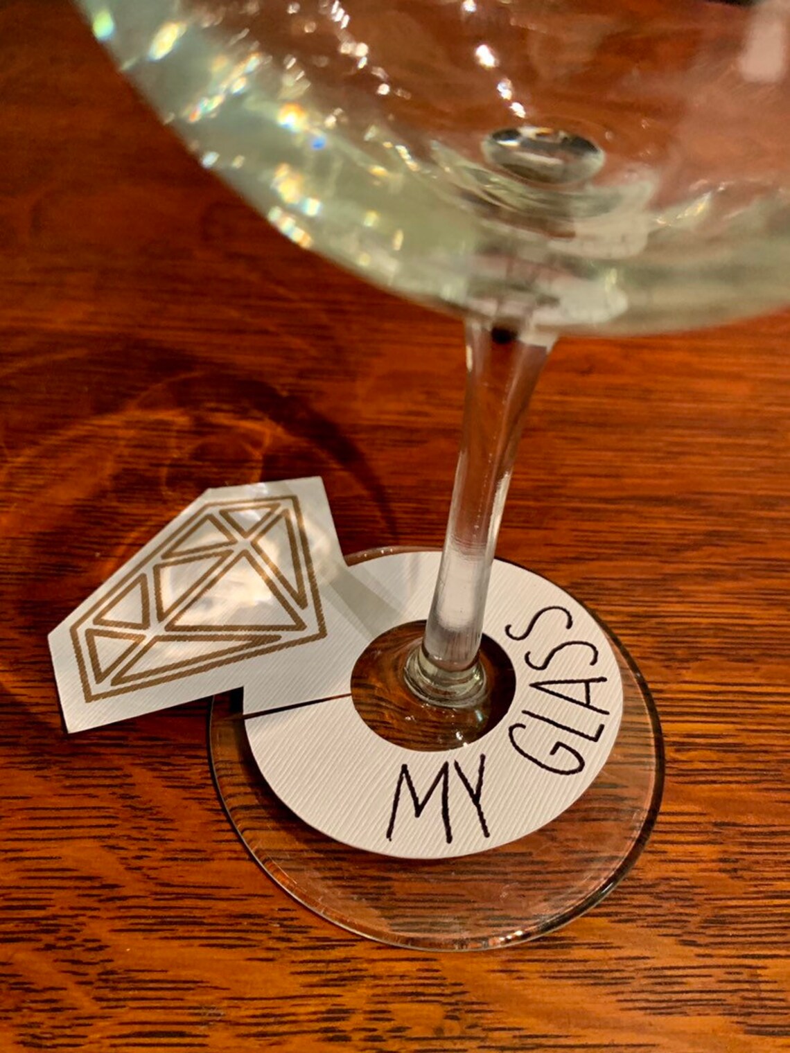 Diamond Ring Wine Glass Nametags Etsy
