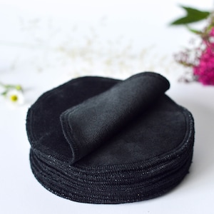 Organic Black Mascara Cloth Set, Under Eye Soft Velour Makeup Remover Facial Round Cotton Pads, Organic Cotton Bamboo Travel Makeup Cloth