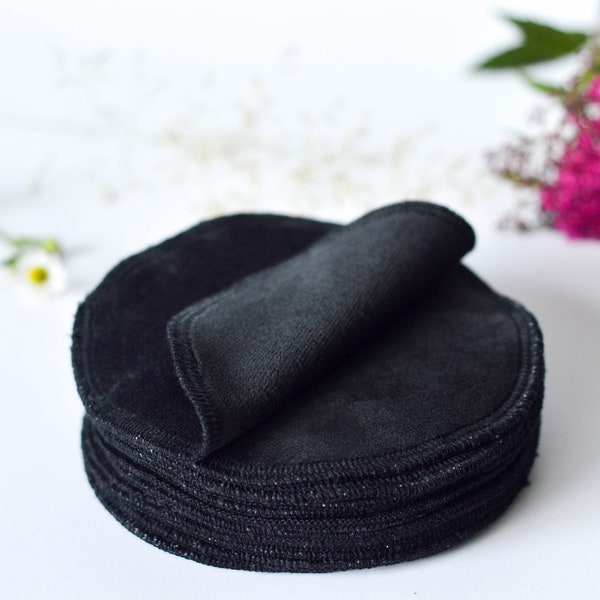 Organic Black Mascara Cloth Set, Under Eye Soft Velour Makeup Remover Facial Round Cotton Pads, Organic Cotton Bamboo Travel Makeup Cloth