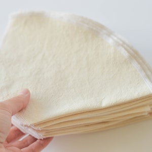 Organic Cotton Reusable Coffee Filter Set: Pour Over Cone, Unbleached Muslin (Set of 3)