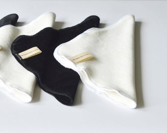 Black White Organic Velour Washcloth Set, Modern Bathroom Gift, Organic Bamboo Organic Cotton Face Cloth, Sustainable Skincare, Wedding Gift