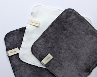 Custom Wholesale Washcloths, Organic Cotton Bamboo Velour Face Towel, Skincare Business, Spa Cloth, Airbnb, Family Cabin, Black or White