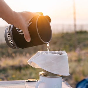 Reusable Coffee Filter, Organic Cotton Pour Over, Rinse Reuse Sustainable Travel Camping Gift, Off Grid Bug Out Bag Emergency Supplies