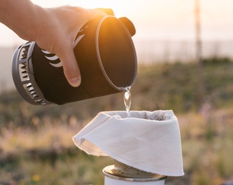 Reusable Coffee Filter, Organic Cotton Pour Over, Rinse Reuse Sustainable Travel Camping Gift, Off Grid Bug Out Bag Emergency Supplies