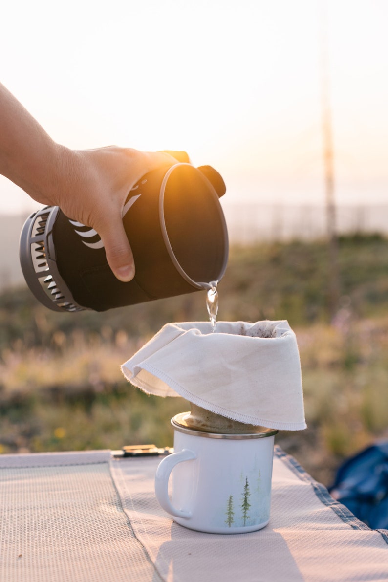 Reusable Coffee Filter, Organic Cotton Pour Over, Rinse Reuse Sustainable Travel Camping Gift, Off Grid Bug Out Bag Emergency Supplies image 1