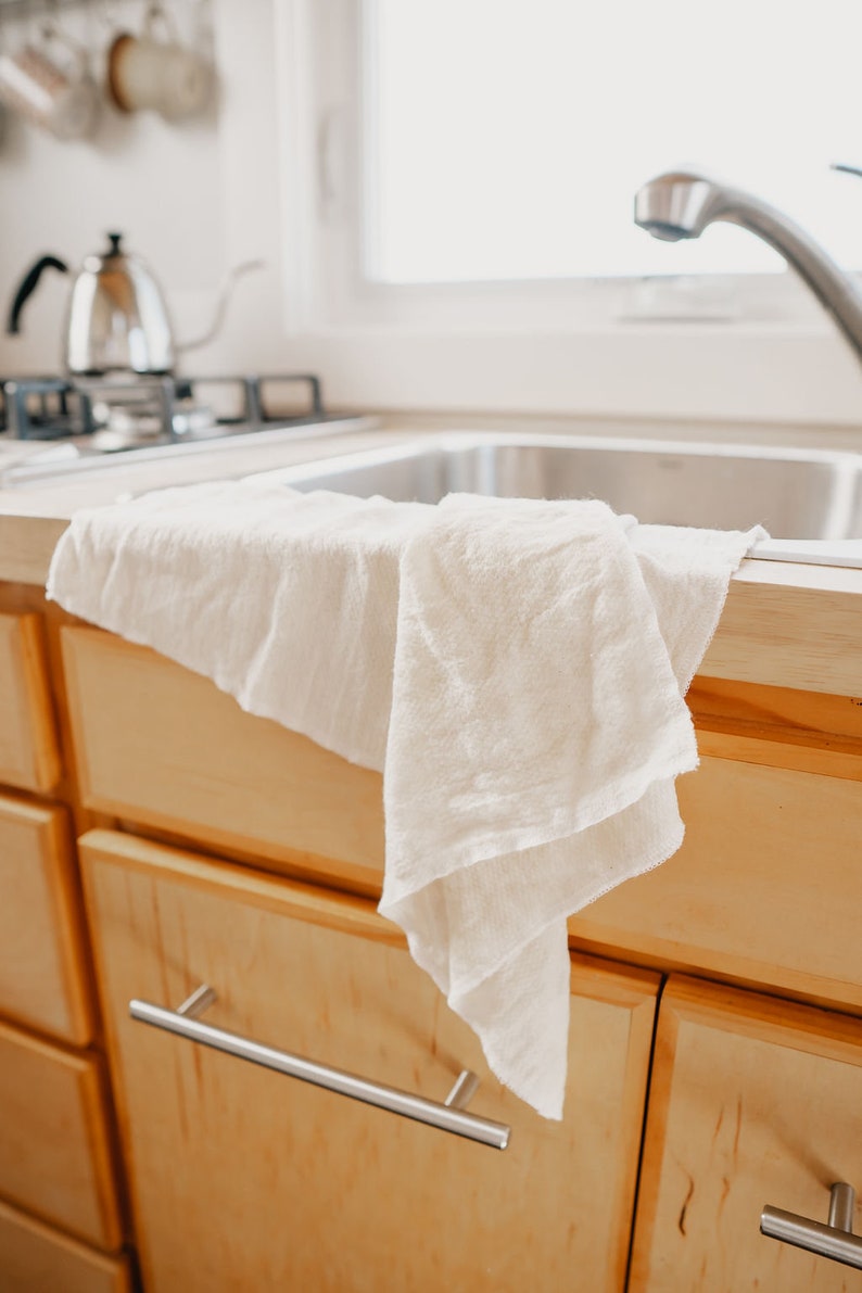 Organic Unpaper Towel, Minimalist Cotton Reusable Paper Towel, Textured Linen Eco Friendly Paperless Sustainable Hand Towel Eco Wedding Gift image 4