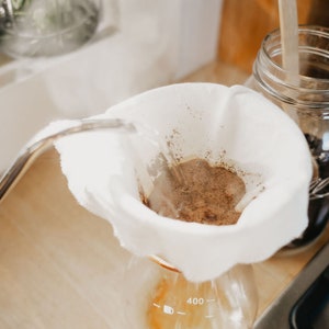 Organic Cotton Reusable Coffee Filter Pour Over Coffee Coffee Lover Gift Cone or Basket Unbleached Muslin Sustainable Eco Friendly Gift image 10