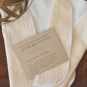 Organic After Sex Cloths Set, Reusable Sustainable Anniversary Wedding Shower Gift, Fun Second Anniversary Gift for Him, Eco Couple Cloth image 7