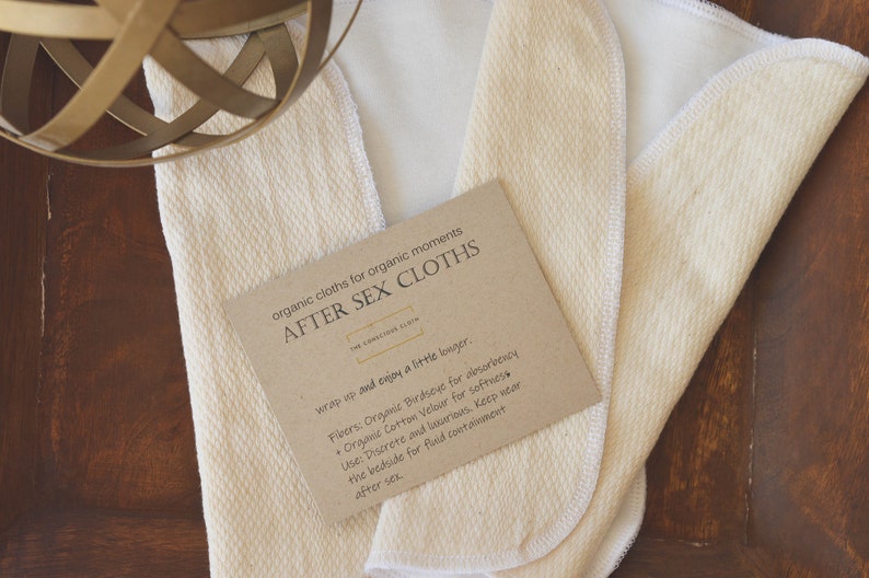 Organic After Sex Cloths Set, Reusable Sustainable Anniversary Wedding Shower Gift, Fun Second Anniversary Gift for Him, Eco Couple Cloth image 7