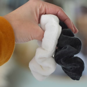 Scrunchie Set of 2, Organic Cotton Velour Matching Friend Gift, Birthday Spa Party Velvet Hair Tie, Eco  Scrunchy Mommy Me Gift for Her