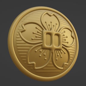 Japanese Uniform Cherry Blossom Buttons 3D Model