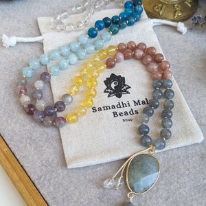 Collana Mala dei 7 Chakra: Perle di Meditazione con Pietre Preziose, Collana Yoga con Nappe