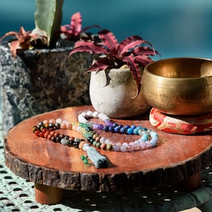 Chakra Mala Bead Necklace: 108 Gemstone Prayer Beads
